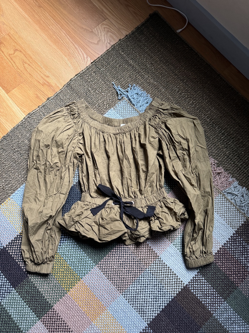 Ulla Johnson Olive Tie Front Peasant Blouse Sz 0